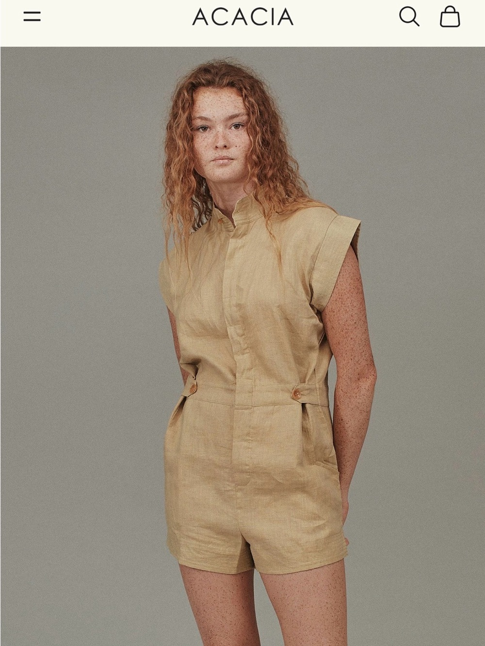 ACACIA Miso Sleeveless Linen Romper L New with Tags